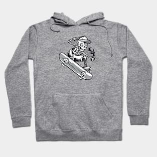 Skateboarding Skeleton with Spilling Coffee Hoodie